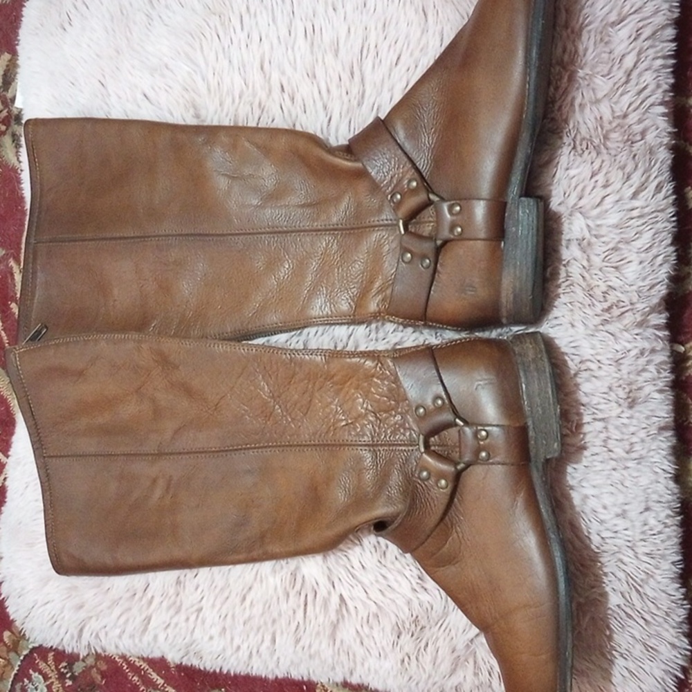 FRYE WOMEN'S HARNESS BOOTS tall zipper back vntg